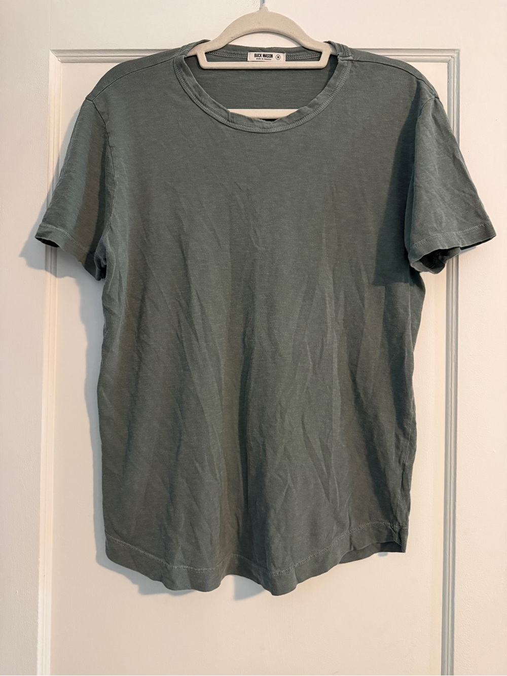 Buck Mason Pima Curved Hem Tee Slate Grey Green Medium